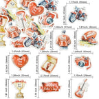 Gyufise 54Pcs Edible Happy Father's Day Cupcake Toppers Wafer Paper Moto Camera Love Dad Cake Toppers Edible Best Dad Ever Cupcake Picks for Father Day Theme Birthday Party Cake Decorations Red