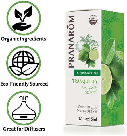 Pranarom - Tranquility Essential Oil Blend (5ml) - Lemon, Bergamot, Distilled Lime, Petitgrain, Spearmint, Orange - 100% Pure Essential Oil for Grounding & Clarity|USDA and ECOCERT Certified Organic