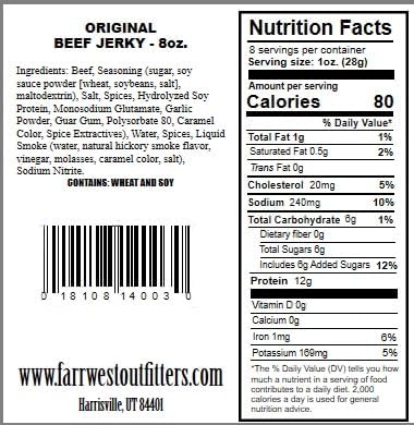 Farr West Outfitters Beef Jerky (8 OZ, Original)