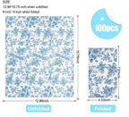 100 Pack Blue Floral Guest Hand Towels Disposable for Bathroom, Blue Floral Paper Napkins Decorative Spring Flowers Napkins for Bathroom Toilet Powder Room Holiday Wedding Bridal Shower