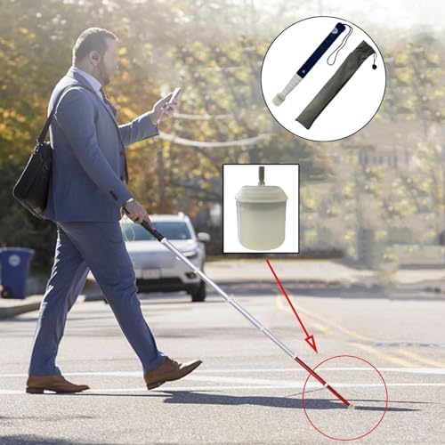 Telescopic Blind Cane - Titanium Alloy Folding Climber Cane That, for The Blind or Visually Impaire, with Screw-in Marshmallow Cane Tip