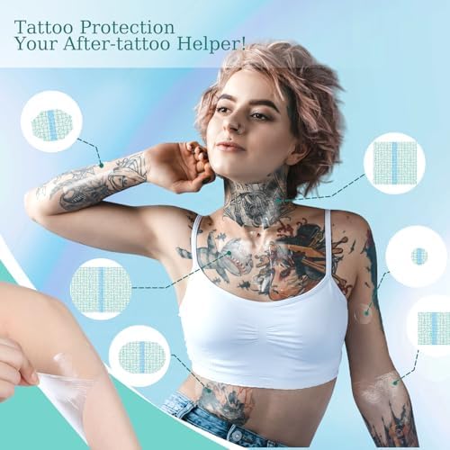 Geiserailie 150 Pcs Waterproof Bandage Adhesive Protective Clear Dressing Tape for Tattoo Shower Patch Variety Pack Film Cover Aftercare Transparent Stretch Adhesive for Swimming Shower
