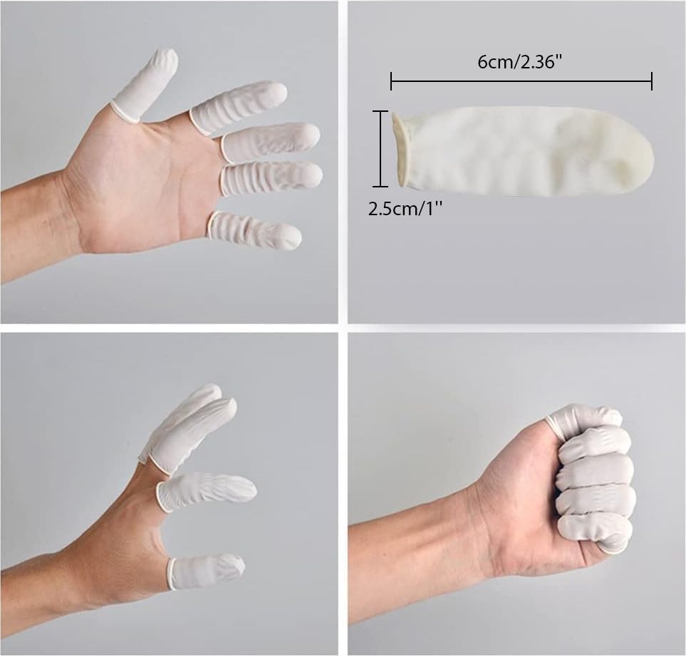 G2PLUS Disposable Latex Finger Cots Rubber, 140g(Approx 205PCS) Fingertips Protective Finger Art Latex Tissue Finger Cot (White)