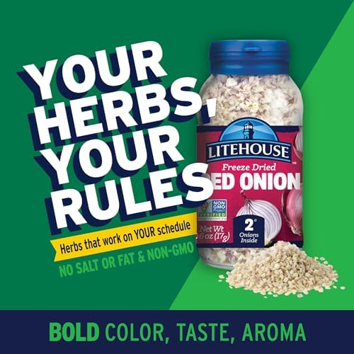 Litehouse Freeze Dried Red Onion - Fresh Red Onion Substitute, Gluten Free, Vegetarian, Keto, Non-GMO, No Refrigeration Required, Seasonings for Cooking - 0.60 Oz