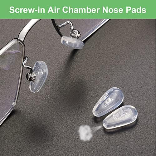 Eyeglasses Nose Pads, Upgraded Soft Silicone Air Chamber Eyeglass Nose Pads, 6 Pairs of Screw-in 15mm Glasses Nose Pad Set with Screws and Micro Screwdriver