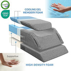 Adjustable Leg Elevation Pillows for Swelling After Surgery, Cooling Memory Foam Leg Wedge Pillow for Blood Circulation, Wedge Pillow for Sleeping, Sciatica Back Knee Hip Ankles Pain Relief