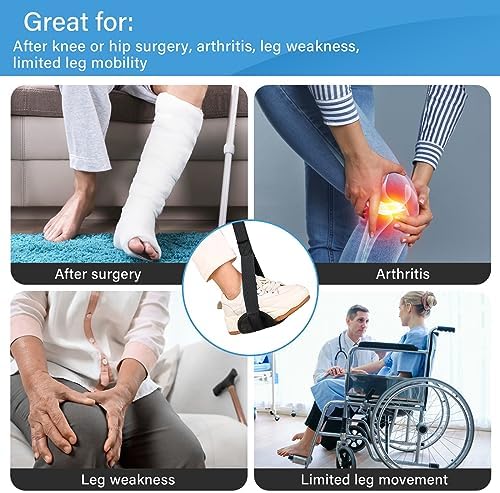 35 Inches Long Rigid Leg Lifter with Padded Loops for Hands and Feet,Leg Lifter Strap Hip&Knee Replacement Surgery Recovery Kit,Foot Lifter Easily Get in and Out of Bed,Car,Wheelchair