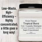 Tropical Burst 3-in-1 Laundry Detergent Powder, 32 oz., HE Compatible, All-Natural, Super Concentrated, Hypoallergenic, Sulfate-Free, Non-Toxic, Citrus Scent, Made in the USA