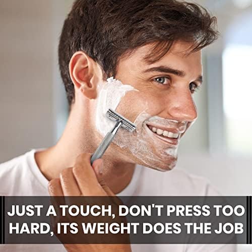 Safety Razor for Men & Women with 10 Double Edge Safety Razor Blades Reusable Double Edge Razor Single Blade Razors for Women & Men Kit Gift Metal Razors Stainless