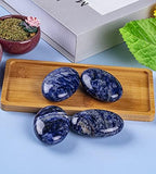 Blue Sodalite Palm Stone Crystal Natural Chakra Therapy Polished Healing Crystal Oval Pocket Gemstone for Anxiety Stress Relief