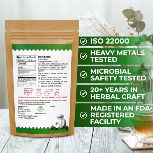 30 Bags Nettle Root Dried Stinging Nettle Root Herbal Tea - 30 Count 2g Bags Herb Tea Raíz De Ortiga