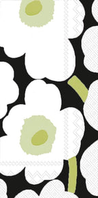 IHR Ideal Home Range Dinner Napkins Marimekko Disposable 3-Ply Paper Hand Towels, 8.5" x 4.5", Unikko Black, 16-Count