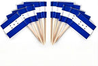 JAVD CYPS 100 Pcs Honduras Flag Honduran Toothpick Flags, Small Mini Stick Cupcake Toppers Honduran Flags,Country Picks Party Decoration Celebration Cocktail Food Bar Cake Flags