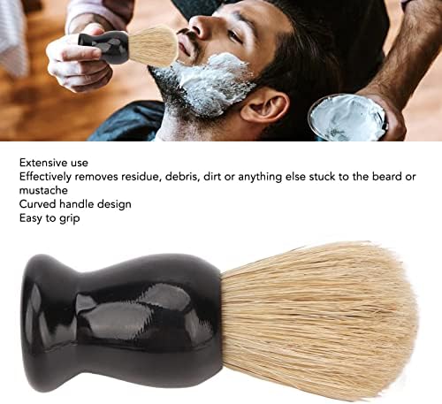 Synthetic Men Shave Brush, Easy Foaming Beard Brush with Curved Handle, Portable Glossy Black Paint Shaving Cream Brush for Home Salon Travel, Multipurpose Hand Crafted Shaving Brush