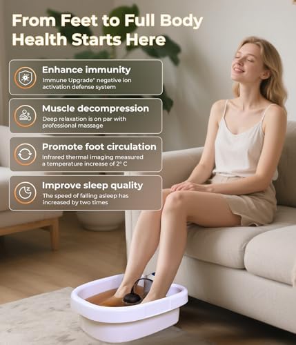 Ionic Foot Detox Machine 3.0, Foot Spa at Home detox, Ion Detox Foot Bath Cleanse Machine to Remove Toxins -2 Arrays, 15 Disposable Foot Bath Liners, Detox Sea Salt, Upgraded Durable Basin
