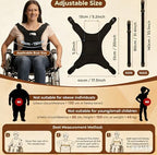 Wheelchair Seat Belt for Adults Chest Harness Safety Strap Restraints for Elderly & Disabled Torso Support with Adjustable Anti-Slip Restraint Vest Black