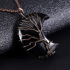 Bivei Life Tree Crescent Moon Necklaces for Women,Copper Wire Wrap Gemstones Pendant Crystals and Natural Stones Necklace Witch Jewellery Christmas Gifts for Friends