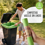 Eco Green Living 140L Wheelie Bin Liners, Compostable Plastic Free Strong & Durable Refuse Sacks for Wheelie Bins, Dustbins, and Household Waste, Tie Handle Garbage Bags - 5 Bags