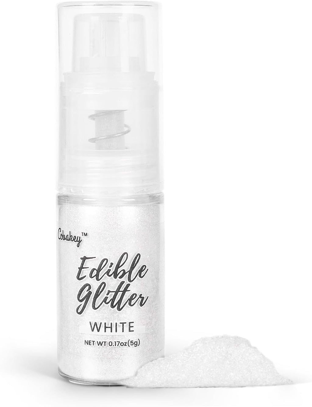 Shimmer White Edible Glitter Spray, 5g Edible Glitter for Cocktails, Cobakey Luster Dust Edible for Cake Decorating, Drinks, Baking, Chocolate, Strawberrie
