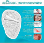 ZUCNANA Ball of Foot Cushions (2 Pairs Gel Shoe Inserts), Heel Inserts for Women, Non Slip Heel Pads, Heel Cushions for Women Foot Pain Relief and Comfort, One Size Fits Any (Clear)