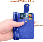 Life-Mate Badge Holder - Leather ID Badge Card Holder Wallet Case with 3 Cards Slot and Neck Lanyard/Strap. Additional Retractable Badge Reel with Belt Clip (Blue, Linen Finish)