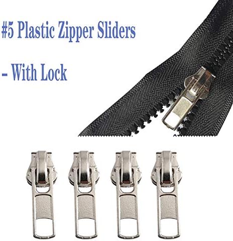 Meikeer 12-Piece #5 Universal Zipper Slider Replacement Kit - Includes Sliders for Easy Repair of Metal, Plastic, and Nylon Coil Luggage, Bags, and Jackets