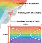 50Pcs Rainbow Printed Disposable Face Masks for Adults 3-ply Face Mask Gradient Rainbow