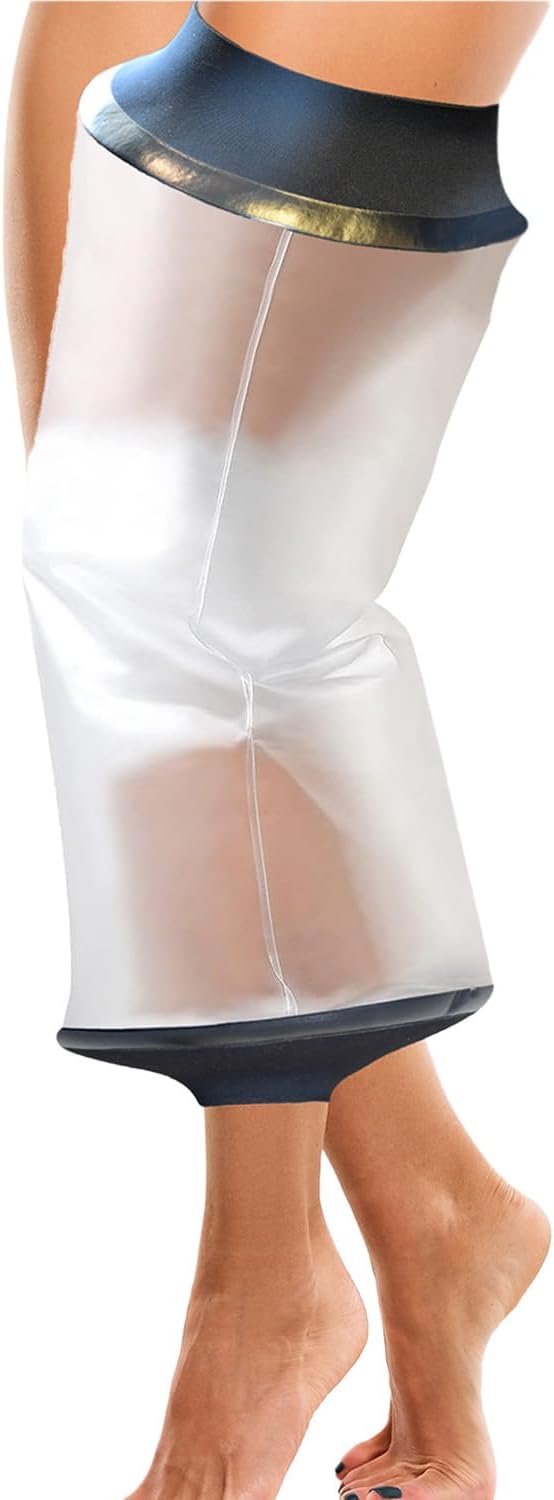 KEEFITT Knee Cast Cover for Shower, Waterproof Bandage and Cast Protector for Knee Replacement Surgery, Wound, Burns Watertight Protection Reusable,