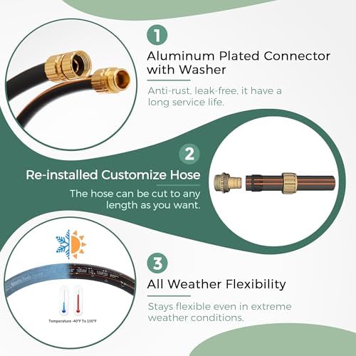 Giraffe Tools Garden Hose 5/8" Custom Length, No Kink, Flexible, Leakproof Water Hose, 600 Burst PSI, 15ft Male Female Fittings,Black Orange