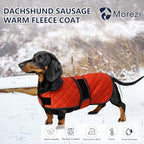 Dachshund Coat Dog Coats for Dachshunds Dachshund Winter Jacket with Padded Fleece Outdoor Dog Clothes with Adjustable Bands - Orange - M