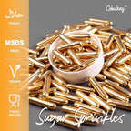 Cobakey Bright Gold Sprinkles for Cake Decorations 100g/ 3.52oz Rods Metallic Pearl Sugar Sprinkles for Cupcake Toppers Wedding Party Valentines Halloween Christmas Supplies