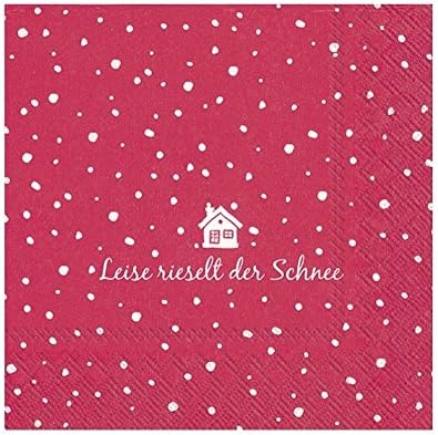 IHR 20 Luxury Christmas Paper Cocktail Napkins- Leise Rieselt Der Schnee (Red)