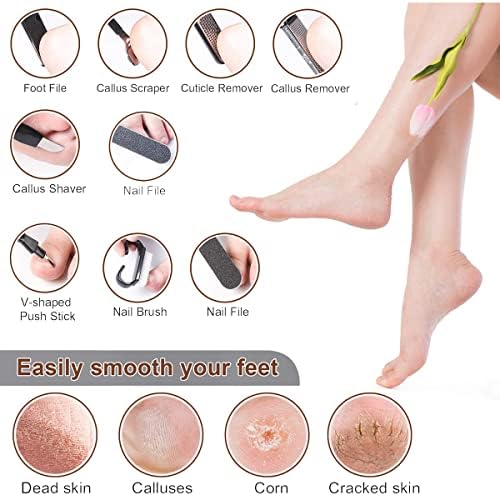 Professional Pedicure Foot Spa Set,10 in 1 Pedicure Set for Feet,Stainless Steel Foot Care Kit, Foot Rasp Dead Skin Remover Foot Pedicure Kit,Foot File Kit Foot Callus Remover (Black)