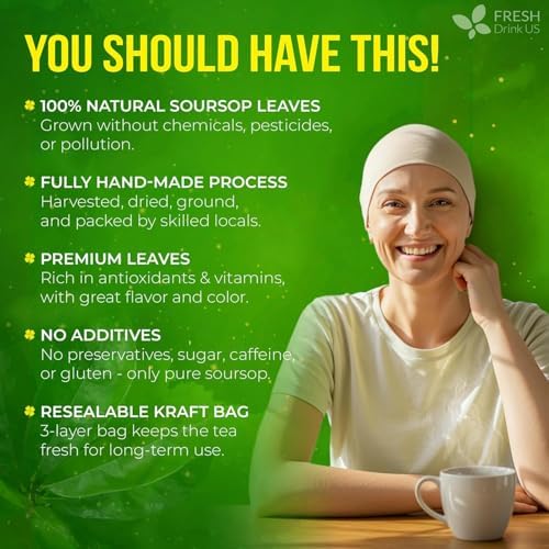 FreshDrinkUS, 240+ Premium Soursop Graviola Dried Leaves Tea, 230-250 Whole Soursop Leaves, Wildcrafted, Graviola , Guanabana , Hoja Guanabana, Loose Leaf Herbal , No Gluten, Vegan