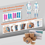 Self Adherent Cohesive Bandages Wrap 24 Count 2" x 5 Yards, Medical Tape, Adhesive Flexible Breathable First Aid Non Woven Rolls, Stretch Athletic, Ankle Sprains & Swelling, Sports