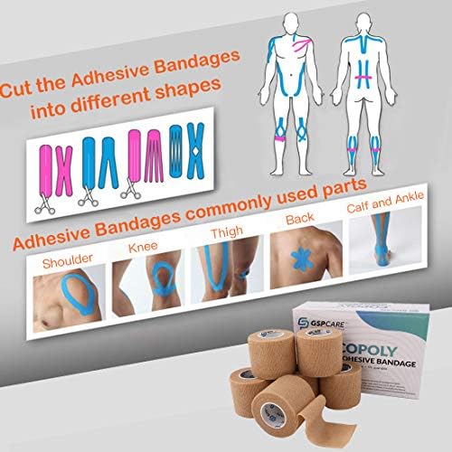 Self Adherent Cohesive Bandages Wrap 12 Count 2" x 5 Yards, Medical Tape, Adhesive Flexible Breathable First Aid Non Woven Rolls, Stretch Athletic, Ankle Sprains & Swelling, Sports…