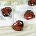 Crocon 50mm Mahogany obsidian Heart stone Big Heart Shape Puff Stones Set 450+ Carats Pocket Crystal Healing Tumble Collection Palm Worry Stone Good Luck Charm Meditation Gift Craft Home Decor