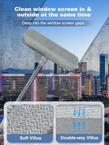 IMHO Cleaning Brush for Window Screen, Screen Cleaner Tool, 2 in 1 Mesh Screen Cleaning Brush, Small Brush for Patio, Door, Porch Screens, White &Grey Brush Cleaners for Screen