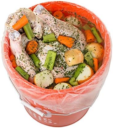 5 Gallon Bucket Liner Bags for Marinading and Brining - Durable, Food Grade, BPA Free, 25/Roll