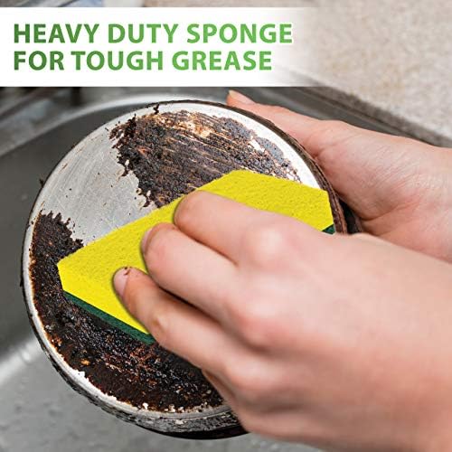 SCRUBIT Heavy Duty Scrub Sponge - Made from Tough Cellulose - Eco Friendly - Lasts for Months of Heavy Duty Kitchen Cleaning (12 Pack)