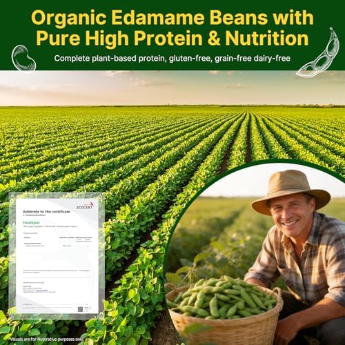 Healspot Organic Edamame Beans 11g High Protein Snacks, Crunchy Roasted Edamame Snacks - Low Carb|High Fiber|Reduced Sodium, Healthy Snacks for adults and Children, Family&Office&Lunch-Box Snacks