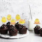 Chick Dessert Cupcake Topper,18pcs Farm Animal Baby Shower Decorations,Little Chick Sign Kids Easter Party Favors