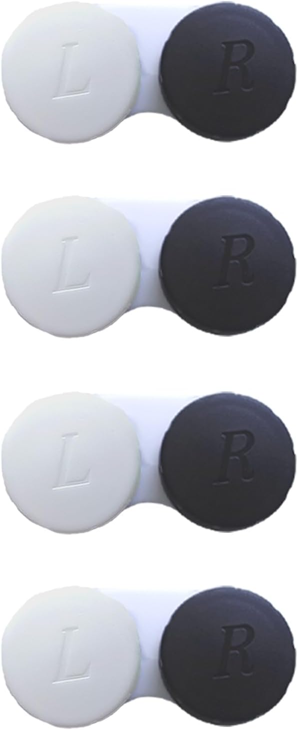 4 Pack Contact lens case Bulk Contact Lens Soak Storage Box Holder Container(Black)