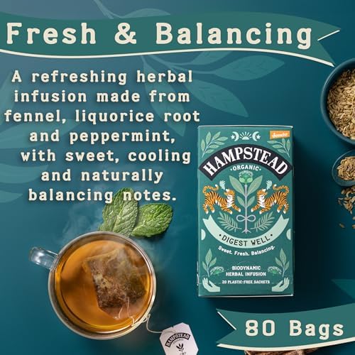Hampstead Tea Organic Fairtrade, Fennel Liquorice Tea, 20 Count Sachet