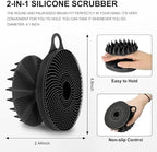 INNERNEED 2-in-1 Silicone Body Scrubber and Scalp Massager Shampoo Brush, Food-Grade Soft Material, More Hygienic, Easily Lather, Convenient for Travel, Gym, Business,etc (Black)