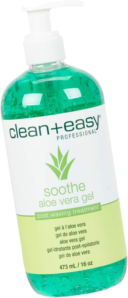 Clean + Easy Post Waxing Treatment, Aloe Vera Gel for After Wax Care, Soothes Irritated Skin, Non-Greasy, Removes Excess Wax Residue, 16 oz