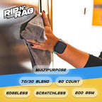 The Rag Company - Rip N' Rag Multi-Purpose Reusable Microfiber Towels for Home, Office, Garage, RV and More - 80 Count Roll - Premium 70/30 Blend - 200gsm