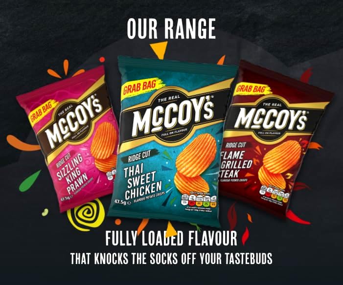 McCoy's Flame Grilled Steak Flavour Ridge Cut Potato Crisps, 6 x 25g