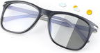 MIRYEA Spring Hinge Photochromic Gray Sunglasses Blue Light Blocking Glasses for Men Women Day Night Gaming TV Phones Computer Eyeglasses UV400 Protection Anti Glare Lightweight TR90 Full Rim Eyewear