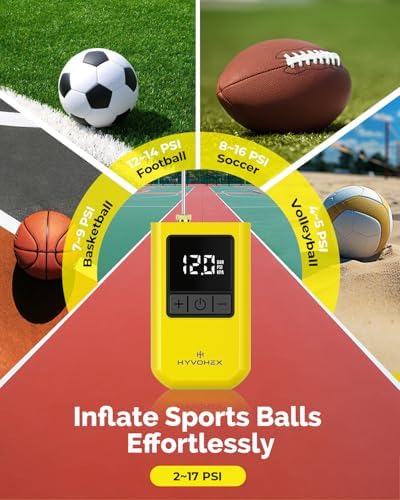 Ball Pump for Sports Balls, Portable Electric Basketball Pump Ultra Fast Inflation, with Digital LED Display Air Pump for Balls, Preset Pressure with Ball Needle for Soccer, Volleyball